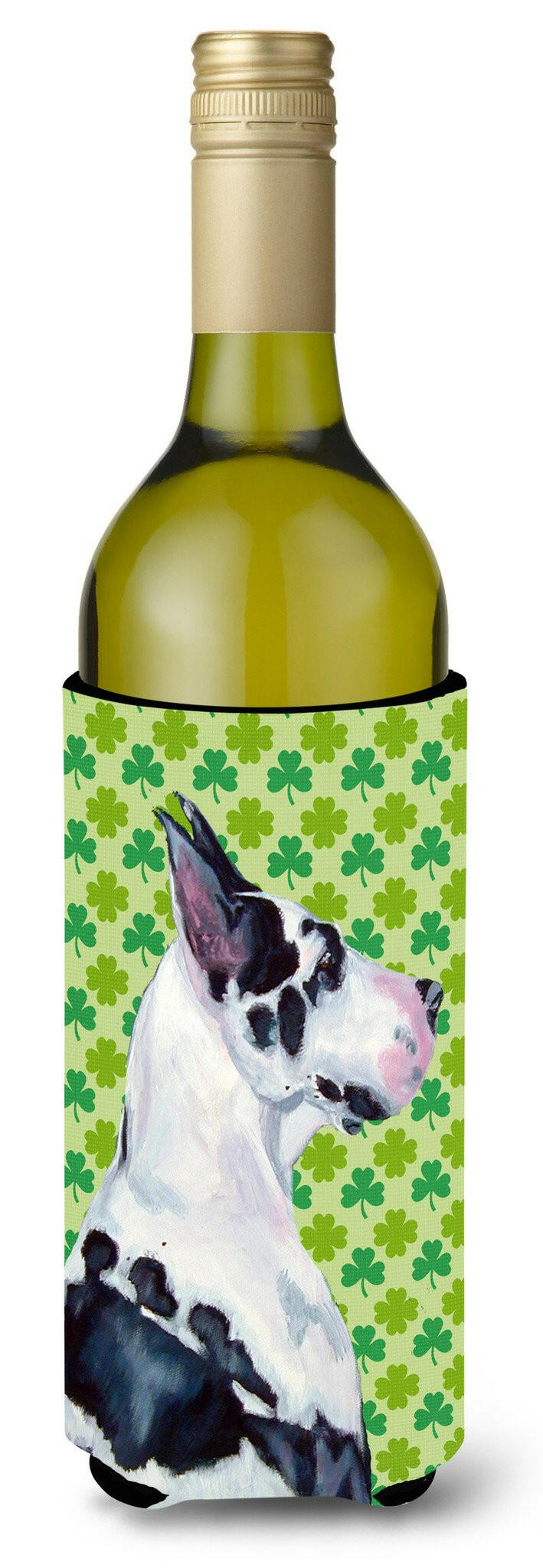 Great Dane St. Patrick&#39;s Day Shamrock  Wine Bottle Beverage Insulator Beverage Insulator Hugger by Caroline&#39;s Treasures