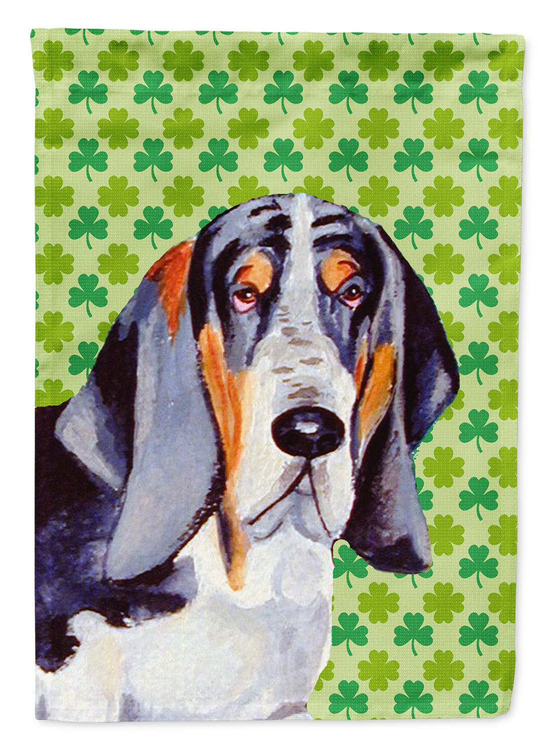 Basset Hound St. Patrick&#39;s Day Shamrock Portrait Drapeau Jardin Taille