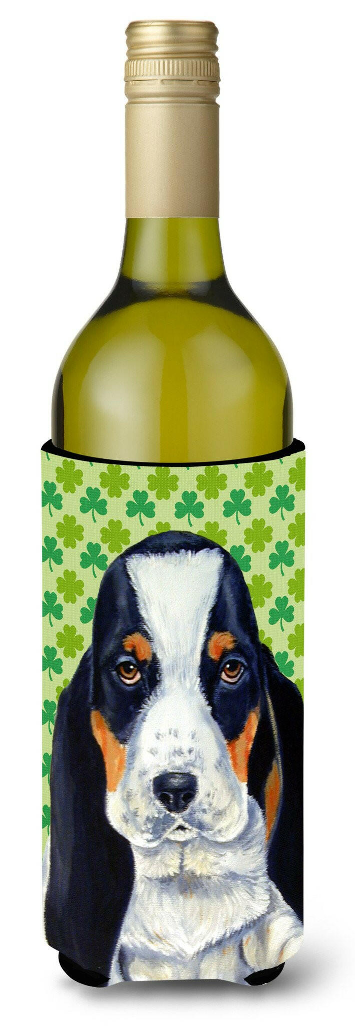 Basset Hound St. Patrick's Day Shamrock  Wine Bottle Beverage Insulator Beverage Insulator Hugger by Caroline's Treasures