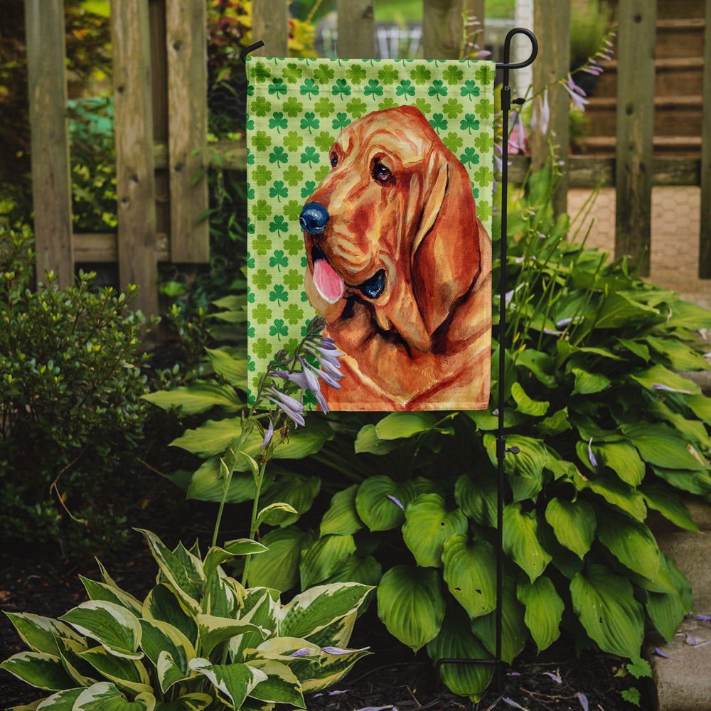 Bloodhound St. Patrick's Day Shamrock Portrait Flag Garden Size.