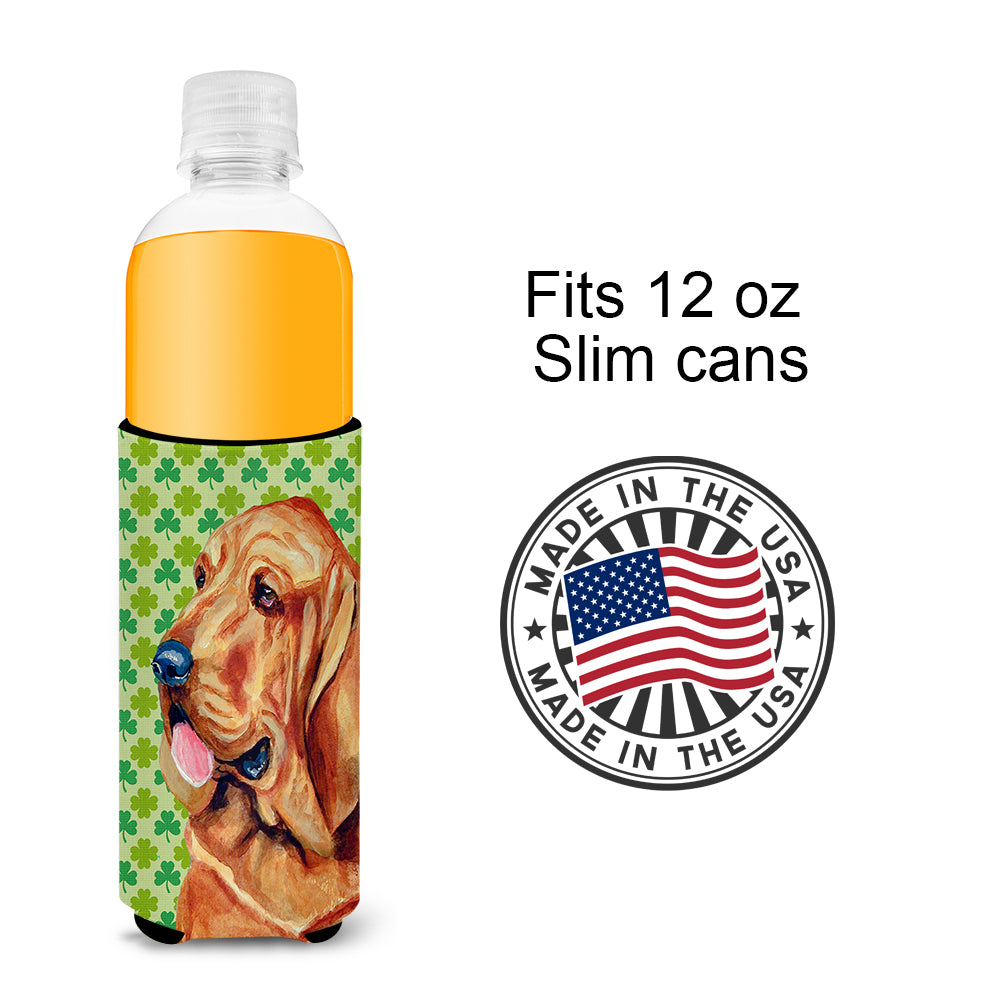 Bloodhound St. Patrick's Day Shamrock Portrait Ultra Beverage Insulators for slim cans LH9196MUK.