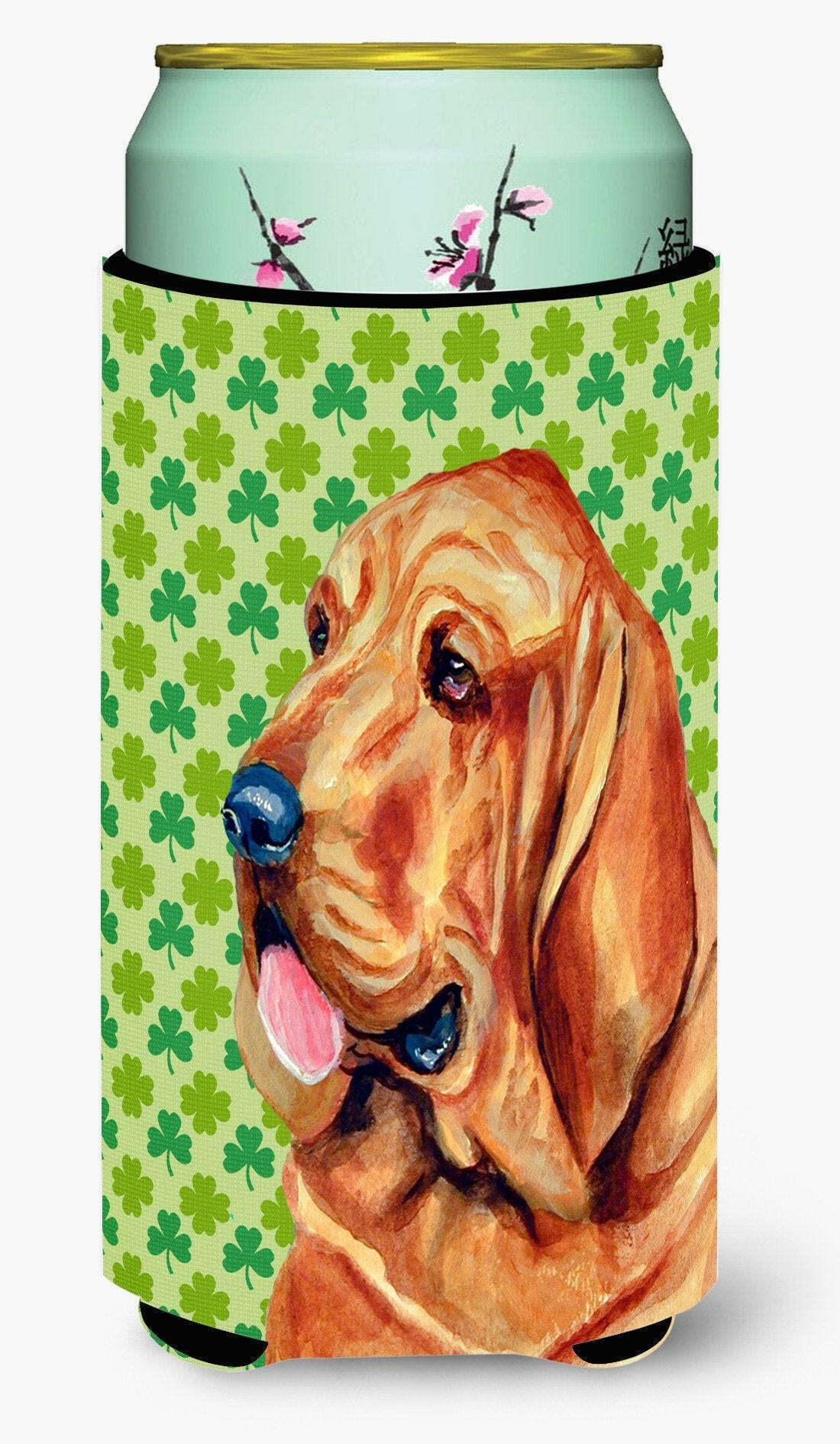 Bloodhound St. Patrick&#39;s Day Shamrock Portrait  Tall Boy Beverage Insulator Beverage Insulator Hugger by Caroline&#39;s Treasures