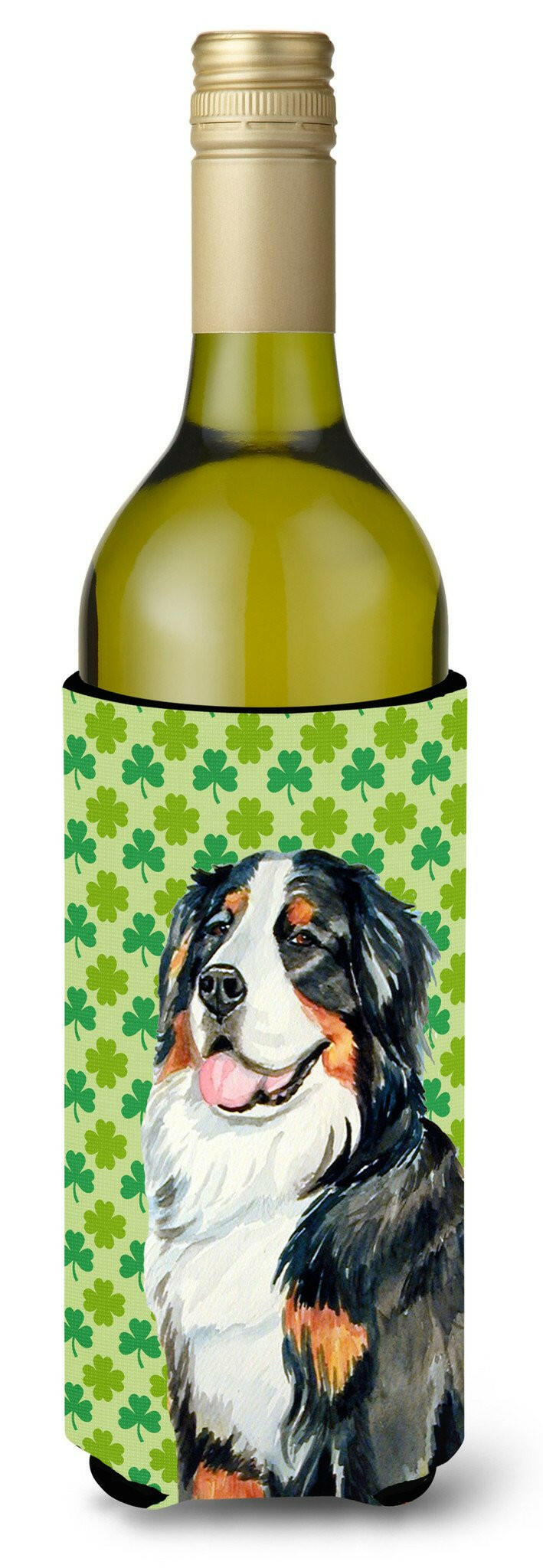 Bernese Mountain Dog St. Patrick&#39;s Day Shamrock  Wine Bottle Beverage Insulator Beverage Insulator Hugger by Caroline&#39;s Treasures