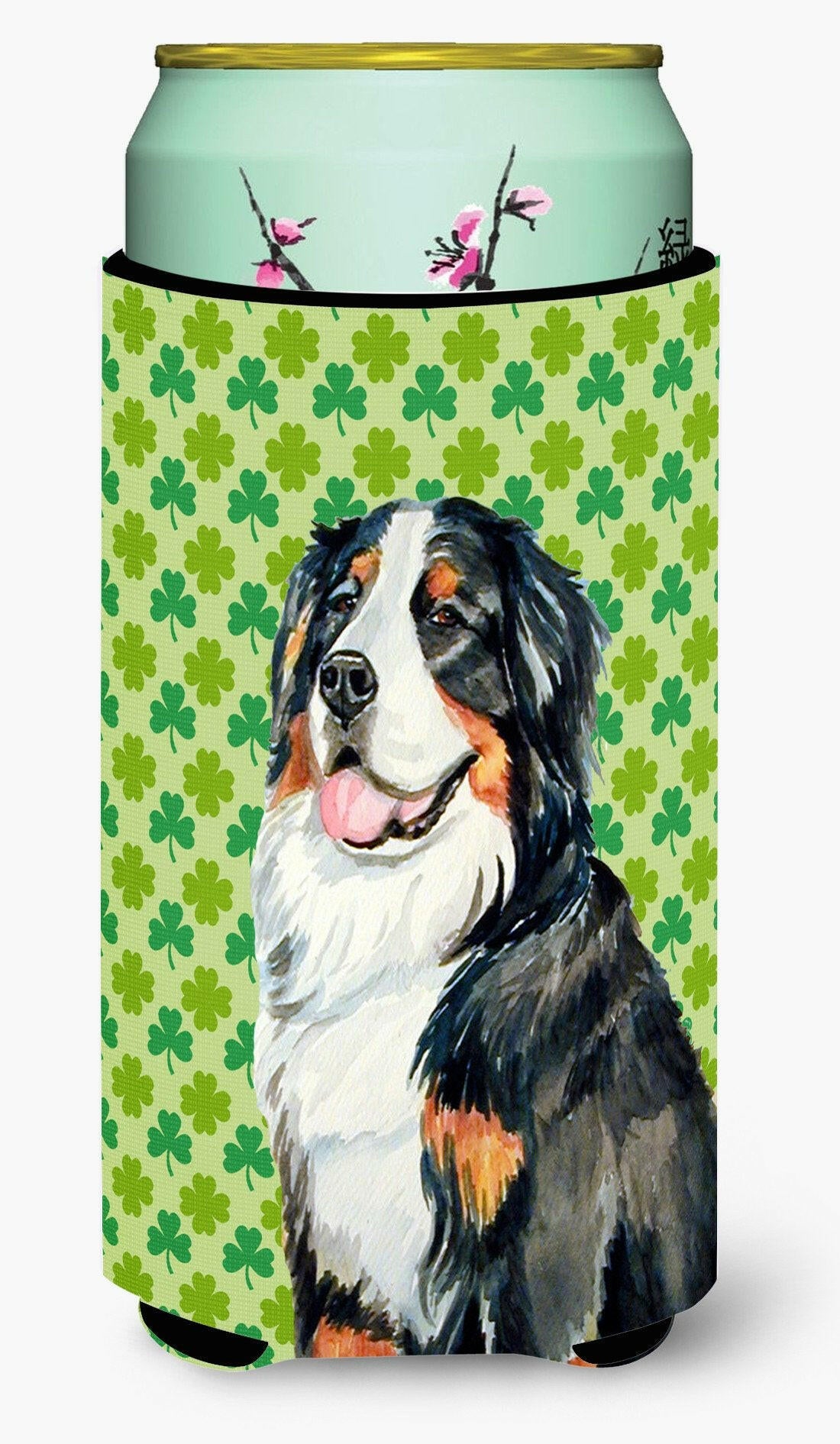 Bernese Mountain Dog St. Patrick&#39;s Day Shamrock   Tall Boy Beverage Insulator Beverage Insulator Hugger by Caroline&#39;s Treasures