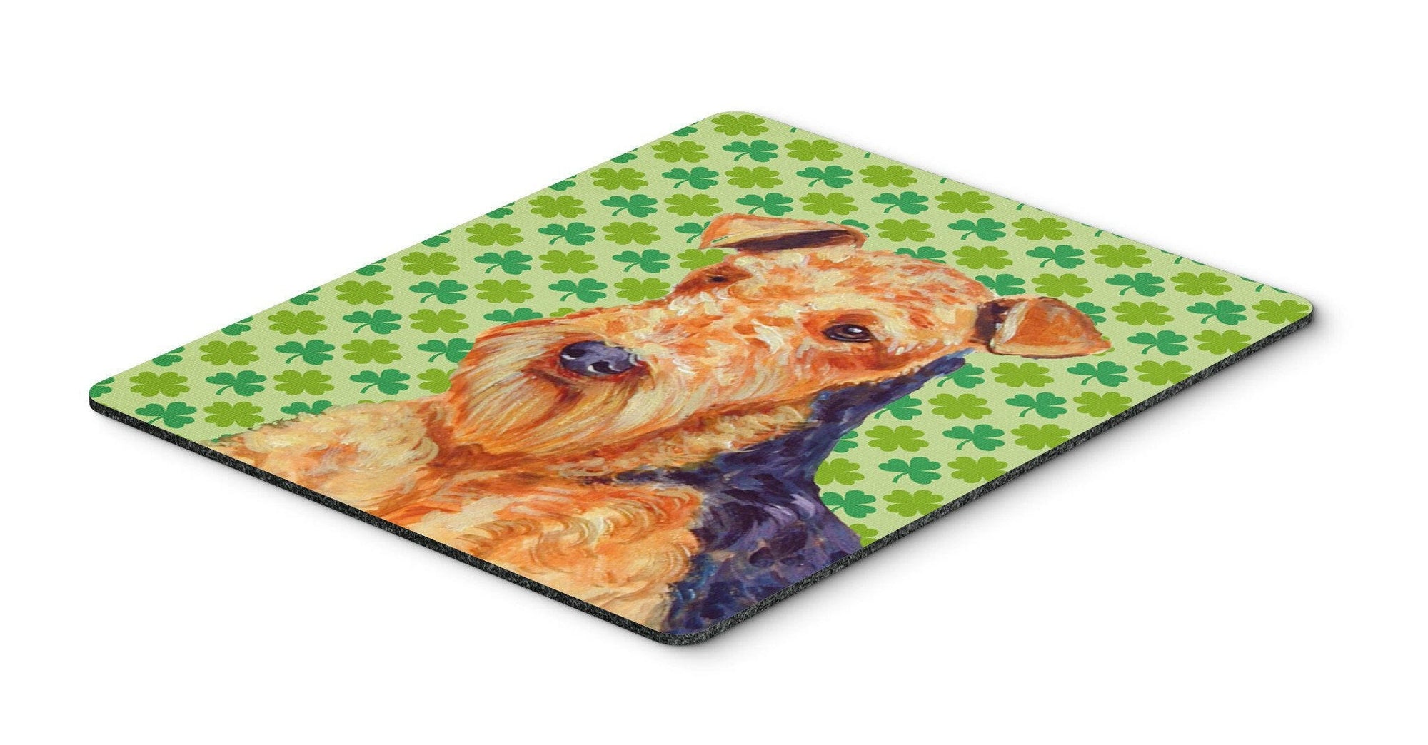 Airedale St. Patrick's Day Shamrock Portrait Mouse Pad, Hot Pad or Trivet by Caroline's Treasures
