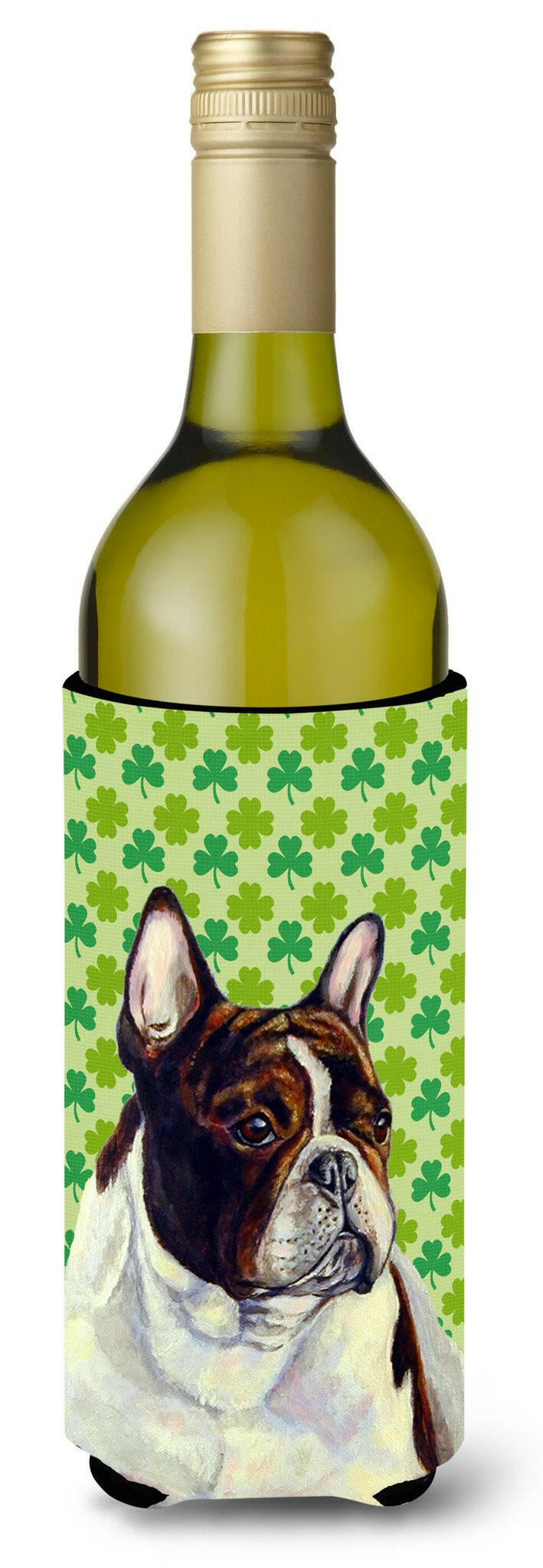 French Bulldog St. Patrick's Day Shamrock Portrait Wine Bottle Beverage Insulator Beverage Insulator Hugger by Caroline's Treasures