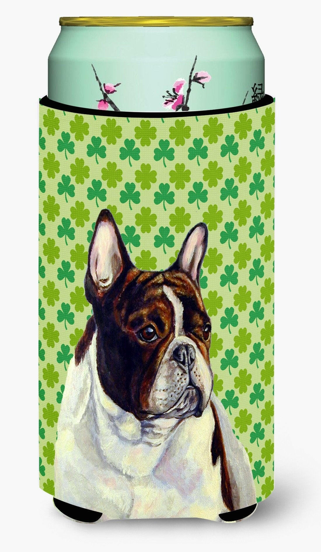 French Bulldog St. Patrick&#39;s Day Shamrock Portrait  Tall Boy Beverage Insulator Beverage Insulator Hugger by Caroline&#39;s Treasures