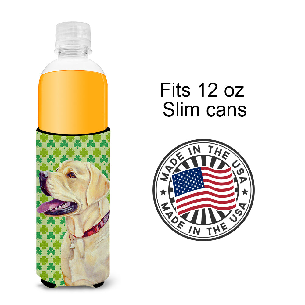 Labrador St. Patrick's Day Shamrock Portrait Ultra Beverage Insulators for slim cans LH9203MUK.