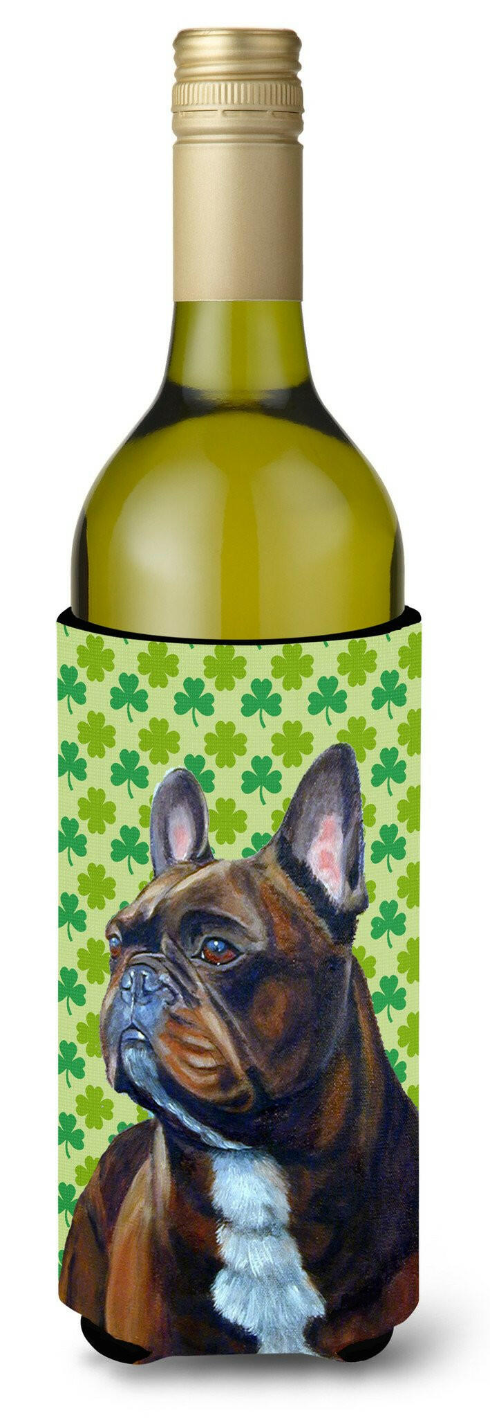 French Bulldog St. Patrick's Day Shamrock  Wine Bottle Beverage Insulator Beverage Insulator Hugger by Caroline's Treasures
