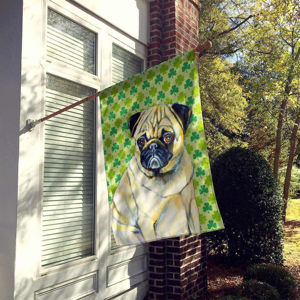 Pug St. Patrick's Day Shamrock Portrait Flag Canvas House Size