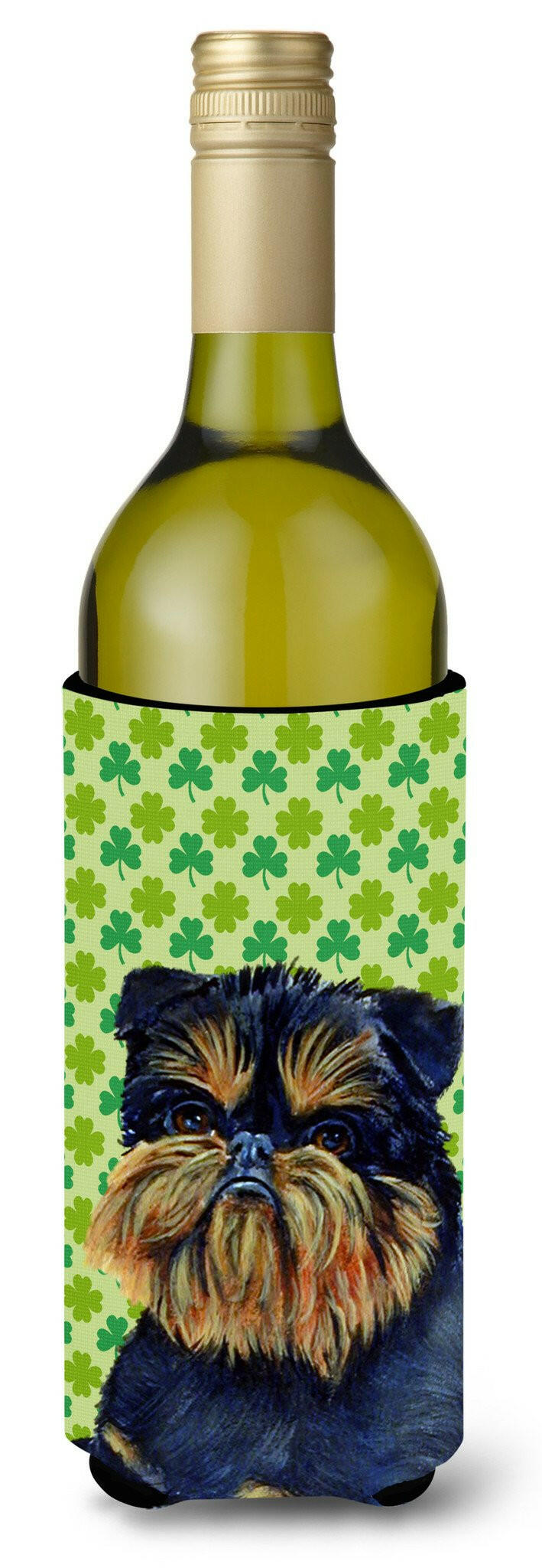 Brussels Griffon St. Patrick&#39;s Day Shamrock  Wine Bottle Beverage Insulator Beverage Insulator Hugger by Caroline&#39;s Treasures