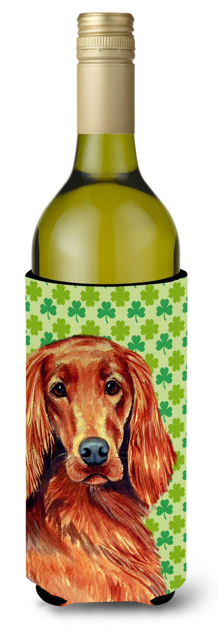 Irish Setter St. Patrick's Day Shamrock Portrait Wine Bottle Beverage Insulator Beverage Insulator Hugger by Caroline's Treasures