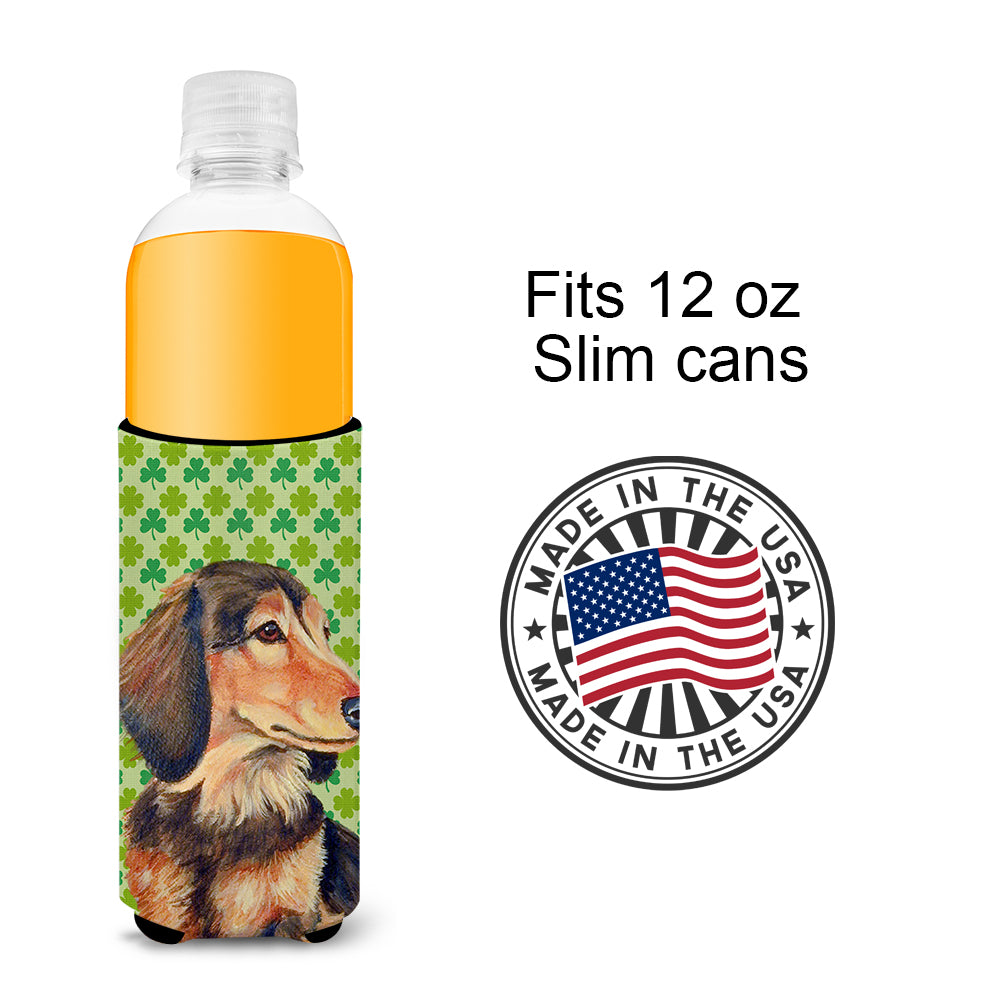 Dachshund St. Patrick's Day Shamrock Portrait Ultra Beverage Insulators for slim cans LH9211MUK
