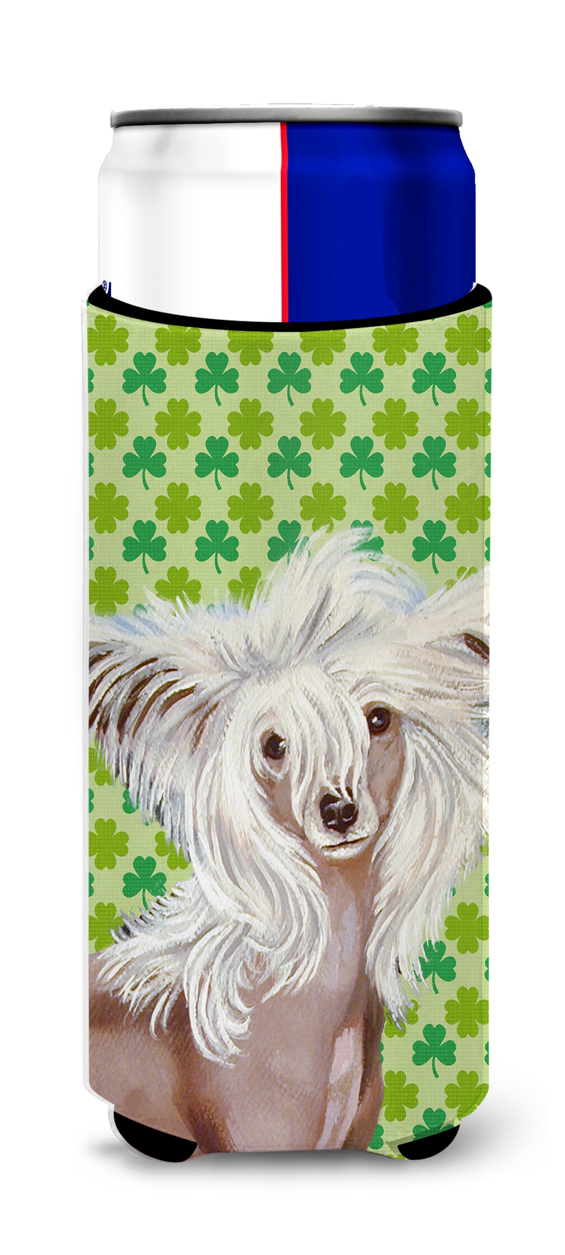 Chinese Crested St. Patrick&#39;s Day Shamrock Portrait Ultra Beverage Insulators for slim cans LH9212MUK