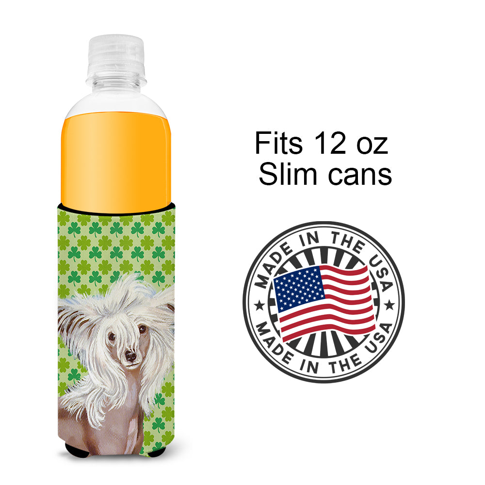 Chinese Crested St. Patrick's Day Shamrock Portrait Ultra Beverage Insulators for slim cans LH9212MUK