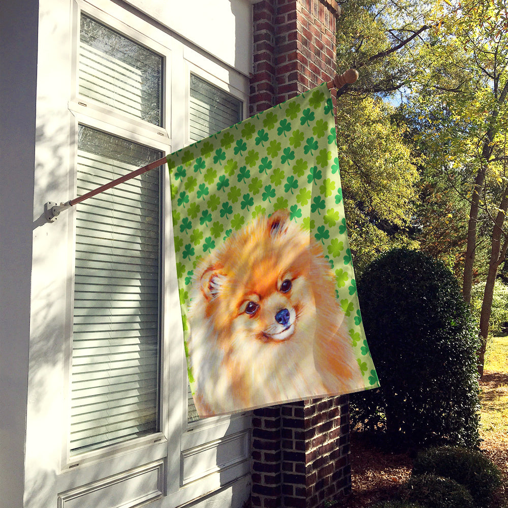 Pomeranian St. Patrick's Day Shamrock Portrait Flag Canvas House Size