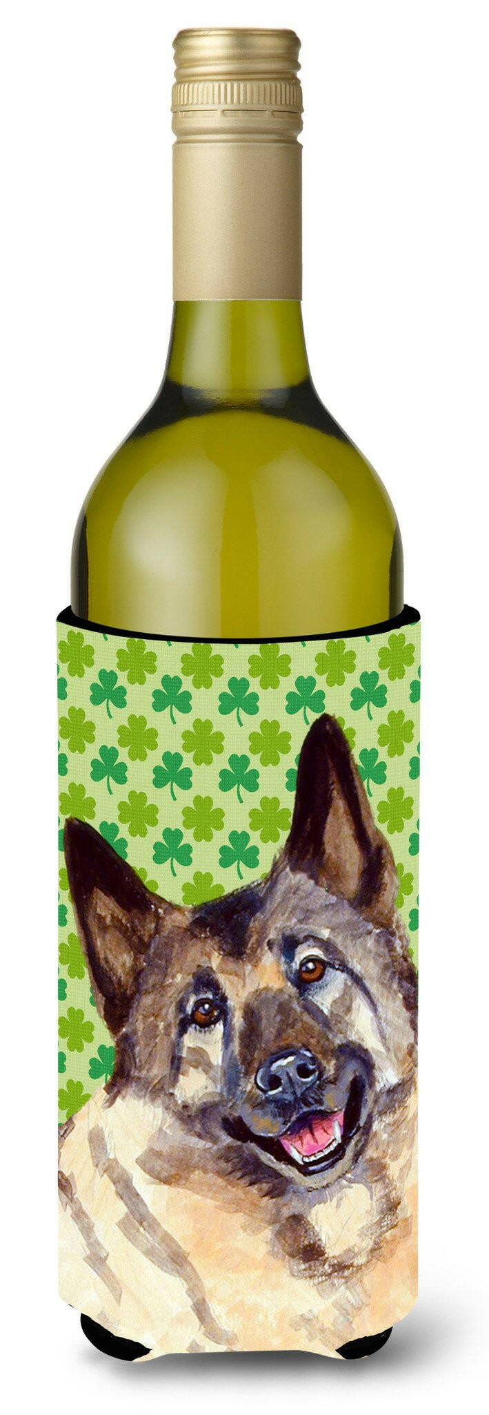 Norwegian Elkhound St. Patrick's Day Shamrock  Wine Bottle Beverage Insulator Beverage Insulator Hugger by Caroline's Treasures