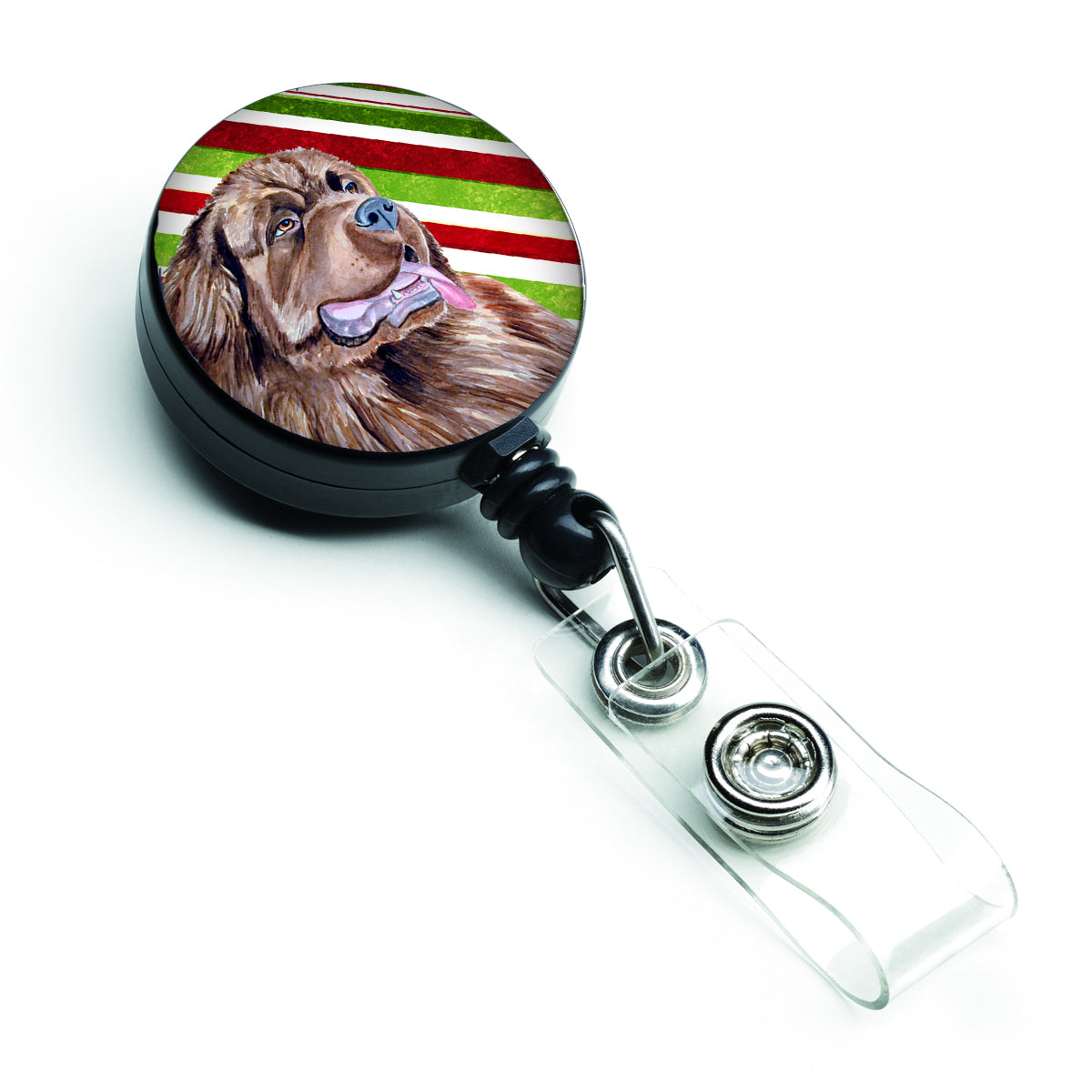 Newfoundland Candy Cane Holiday Christmas Retractable Badge Reel LH9219BR
