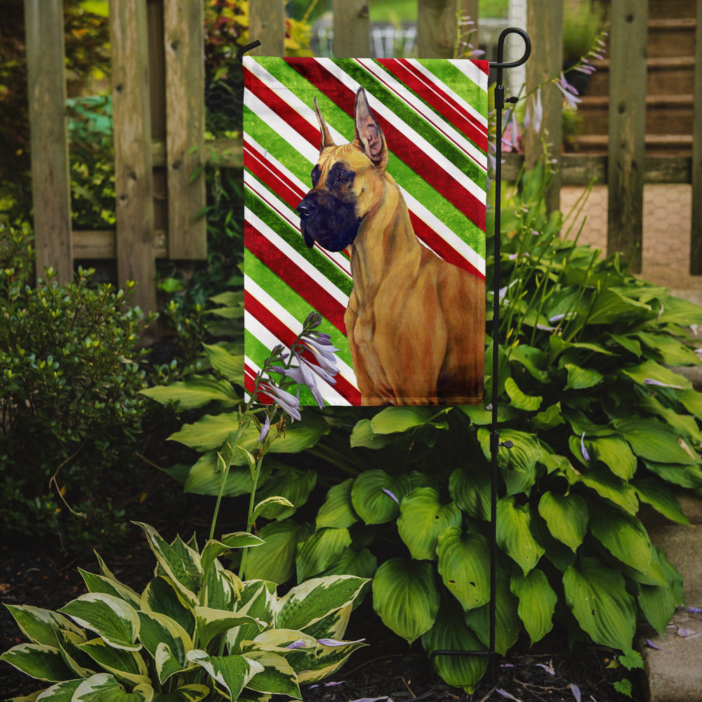 Great Dane Candy Cane Holiday Christmas  Flag Garden Size