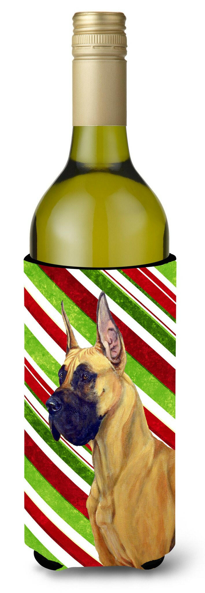 Great Dane Candy Cane Holiday Christmas Wine Bottle Beverage Insulator Beverage Insulator Hugger by Caroline&#39;s Treasures