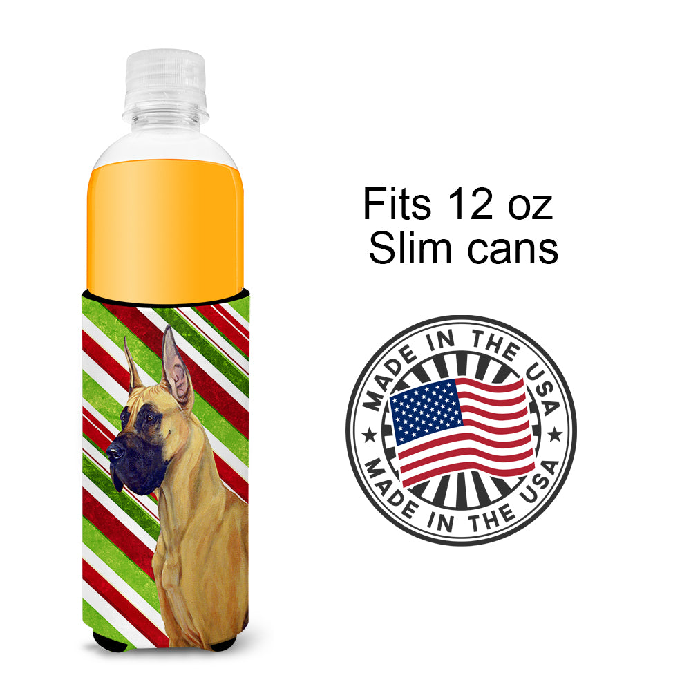 Great Dane Candy Cane Holiday Christmas Ultra Beverage Insulators for slim cans LH9220MUK.