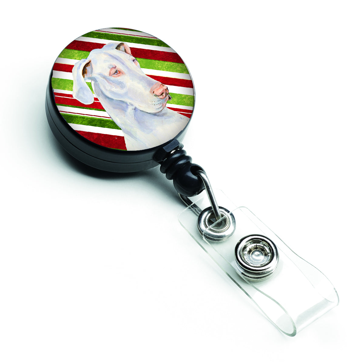 Great Dane Candy Cane Holiday Christmas Retractable Badge Reel LH9221BR  the-store.com.