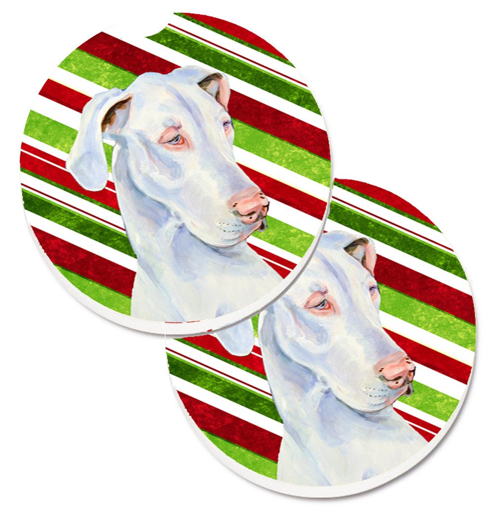 Great Dane Candy Cane Holiday Christmas Set of 2 Cup Holder Car Coasters LH9221CARC by Caroline&#39;s Treasures