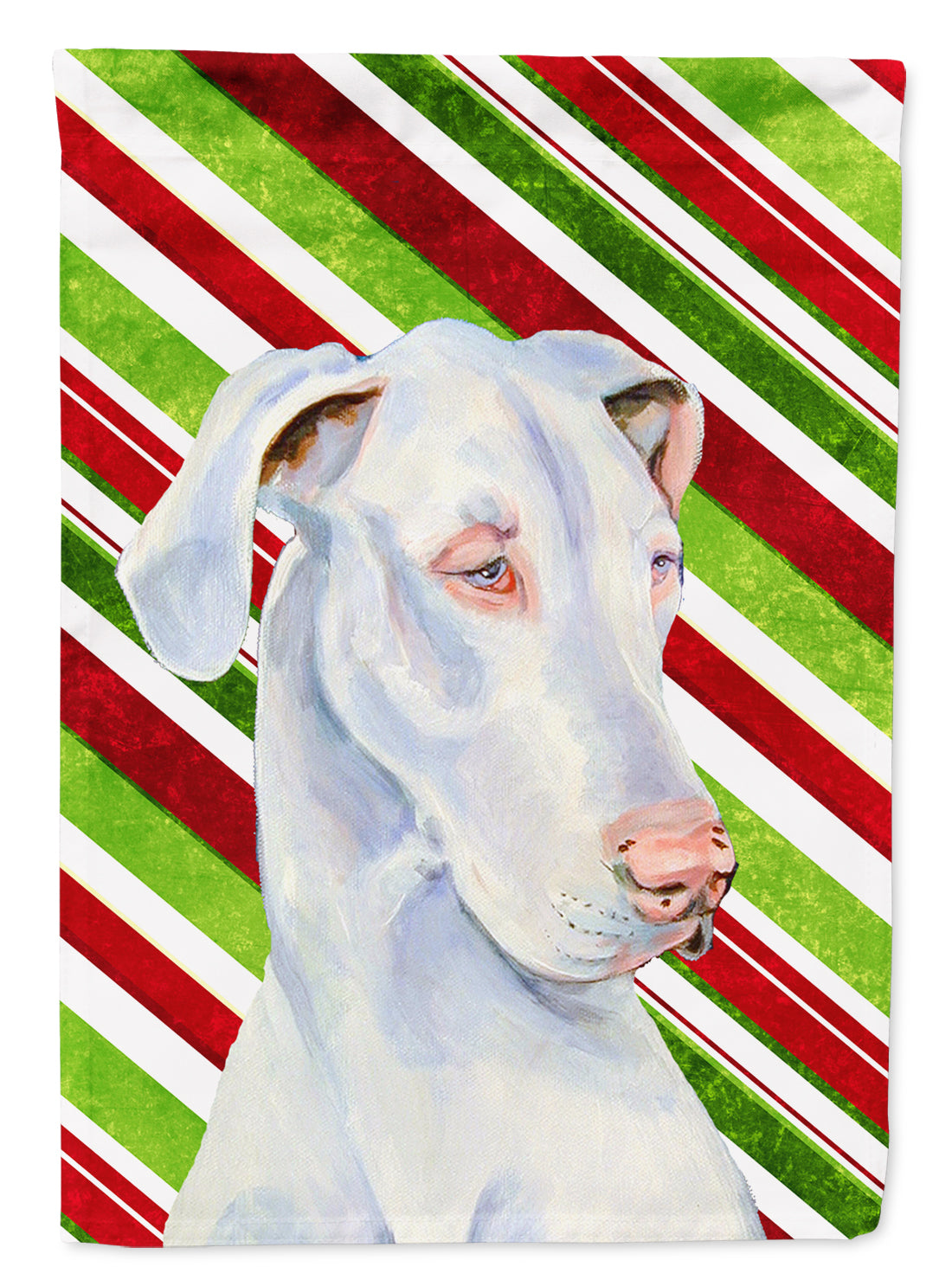 Great Dane Candy Cane Holiday Christmas  Flag Garden Size
