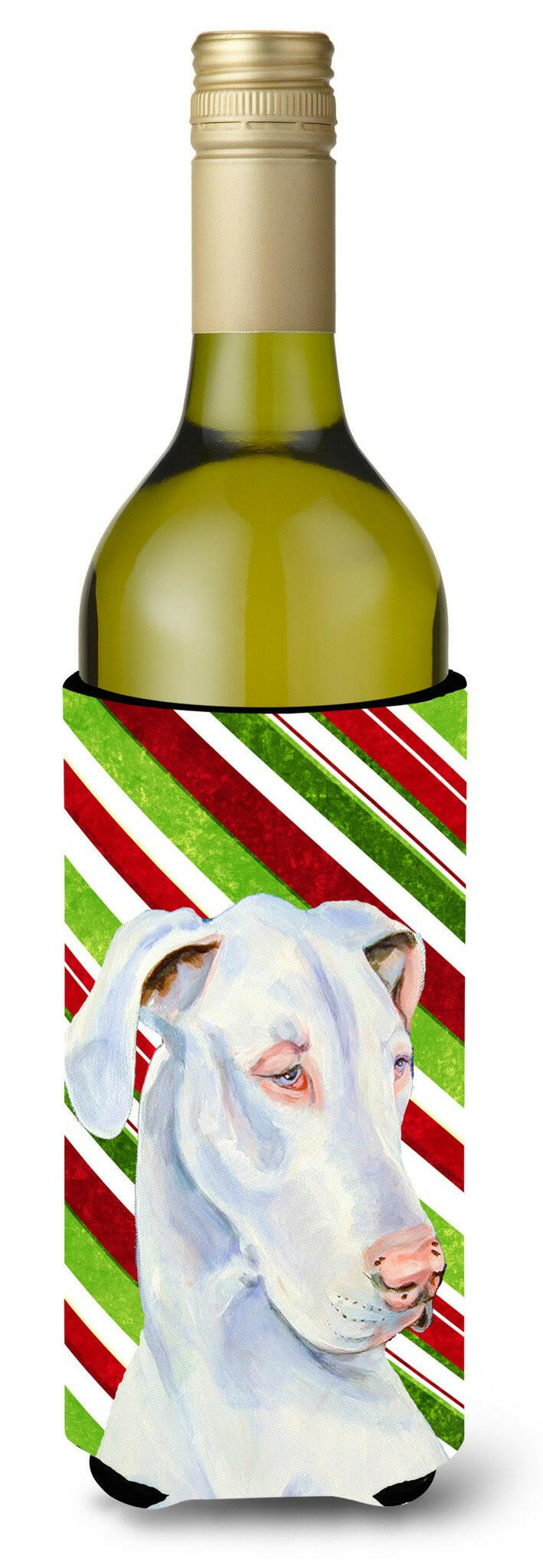 Great Dane Candy Cane Holiday Christmas Wine Bottle Beverage Insulator Beverage Insulator Hugger LH9221LITERK by Caroline&#39;s Treasures