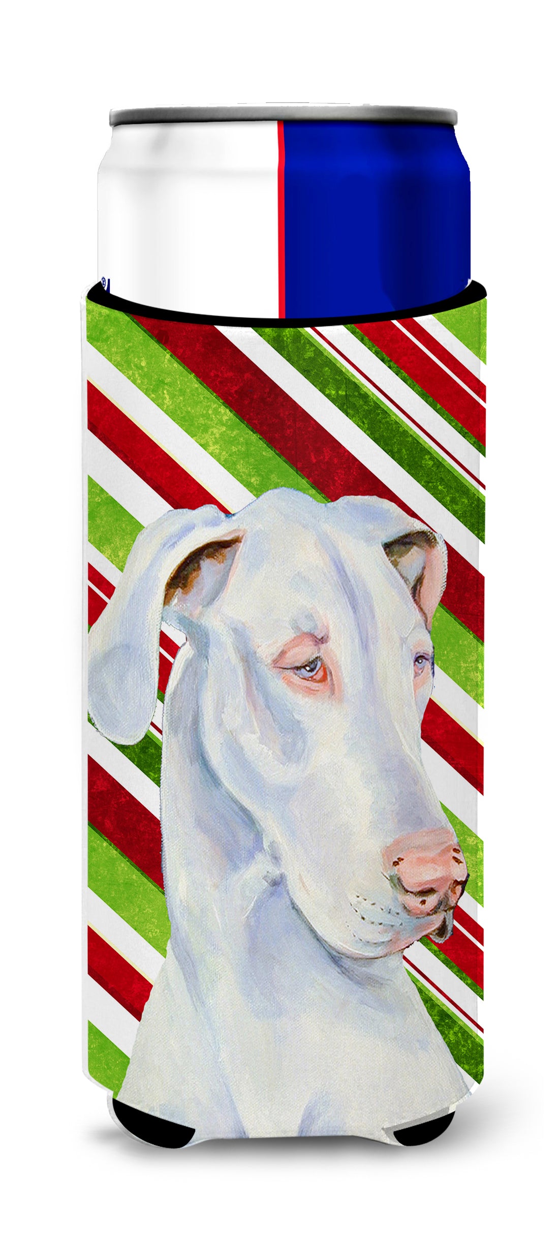 Great Dane Candy Cane Holiday Christmas Ultra Beverage Insulators for slim cans LH9221MUK.