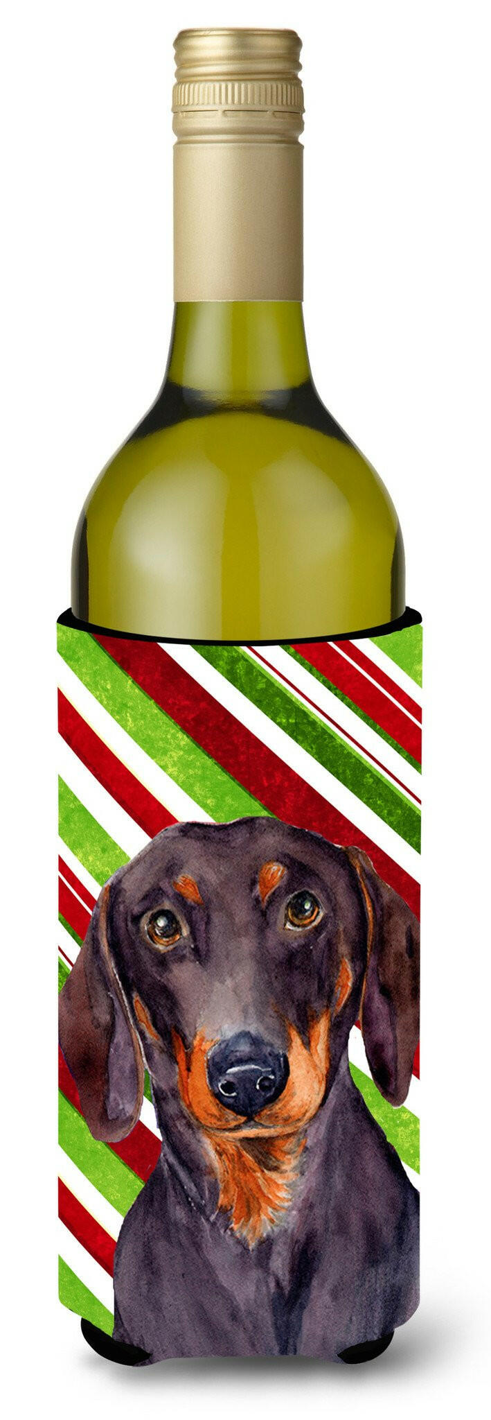 Dachshund Candy Cane Holiday Christmas Wine Bottle Beverage Insulator Beverage Insulator Hugger LH9223LITERK by Caroline&#39;s Treasures