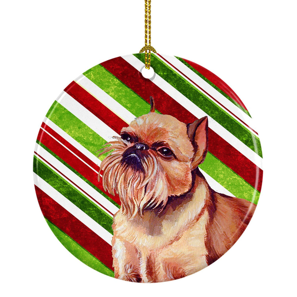 Brussels Griffon Candy Cane Holiday Christmas Ceramic Ornament LH9224 by Caroline&#39;s Treasures