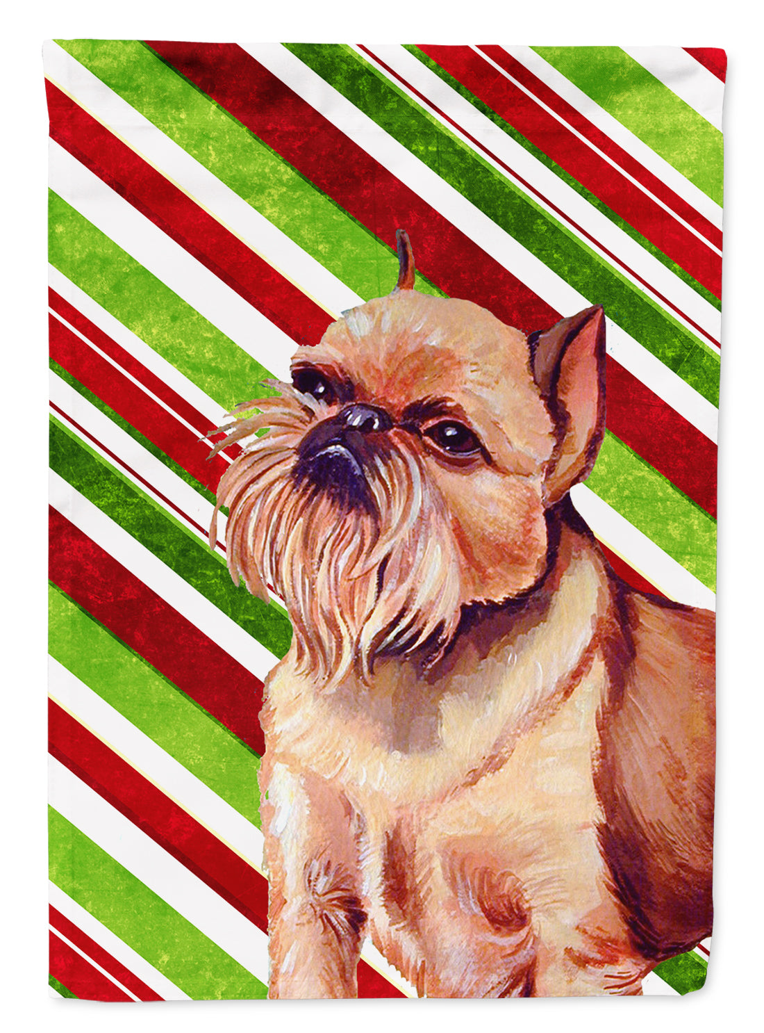 Brussels Griffon Candy Cane Holiday Christmas  Flag Canvas House Size  the-store.com.