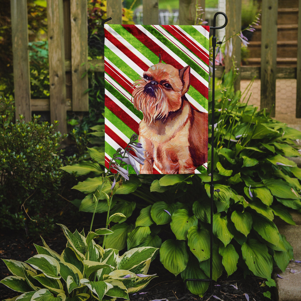 Brussels Griffon Candy Cane Holiday Christmas  Flag Garden Size.