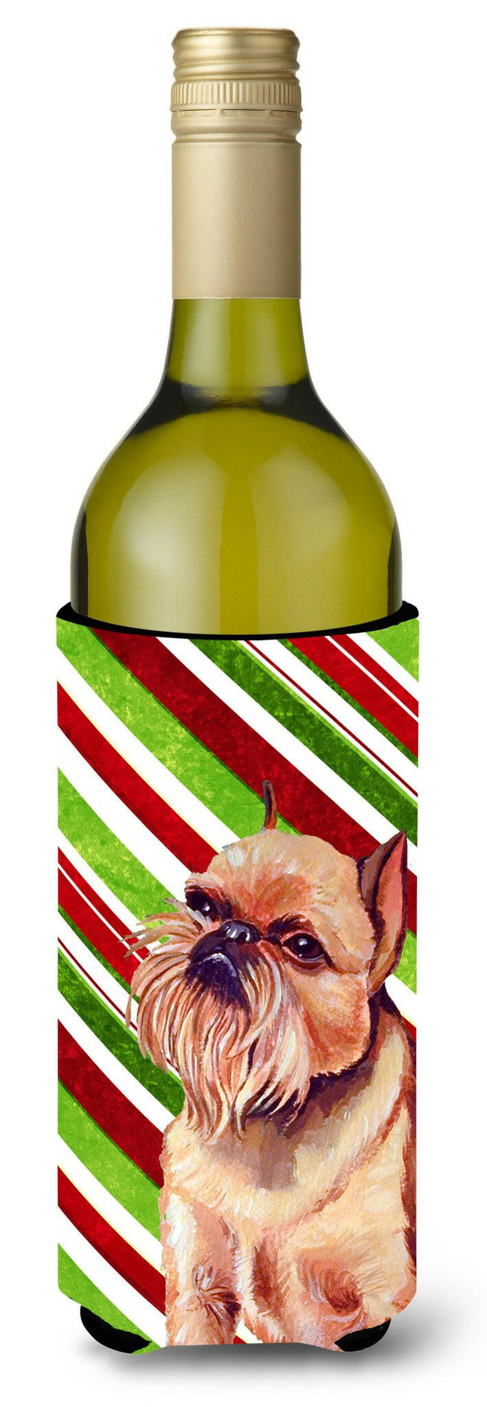 Brussels Griffon Candy Cane Holiday Christmas Wine Bottle Beverage Insulator Beverage Insulator Hugger by Caroline&#39;s Treasures