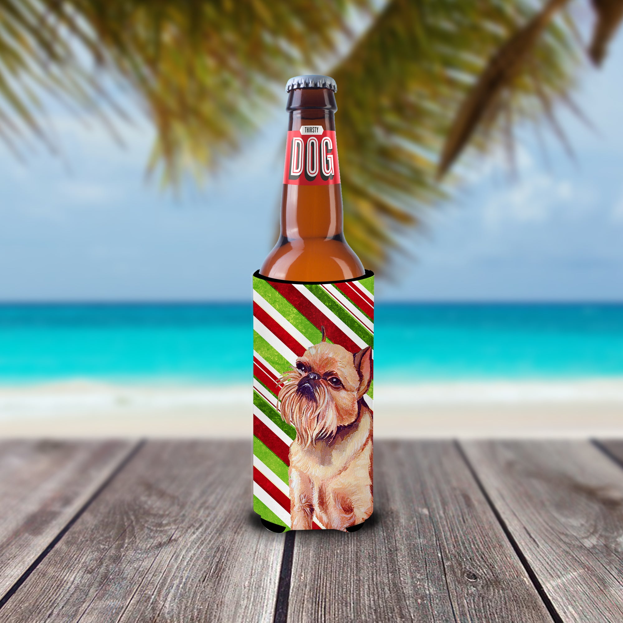 Brussels Griffon Candy Cane Holiday Christmas Ultra Beverage Isolateurs pour canettes minces LH9224MUK