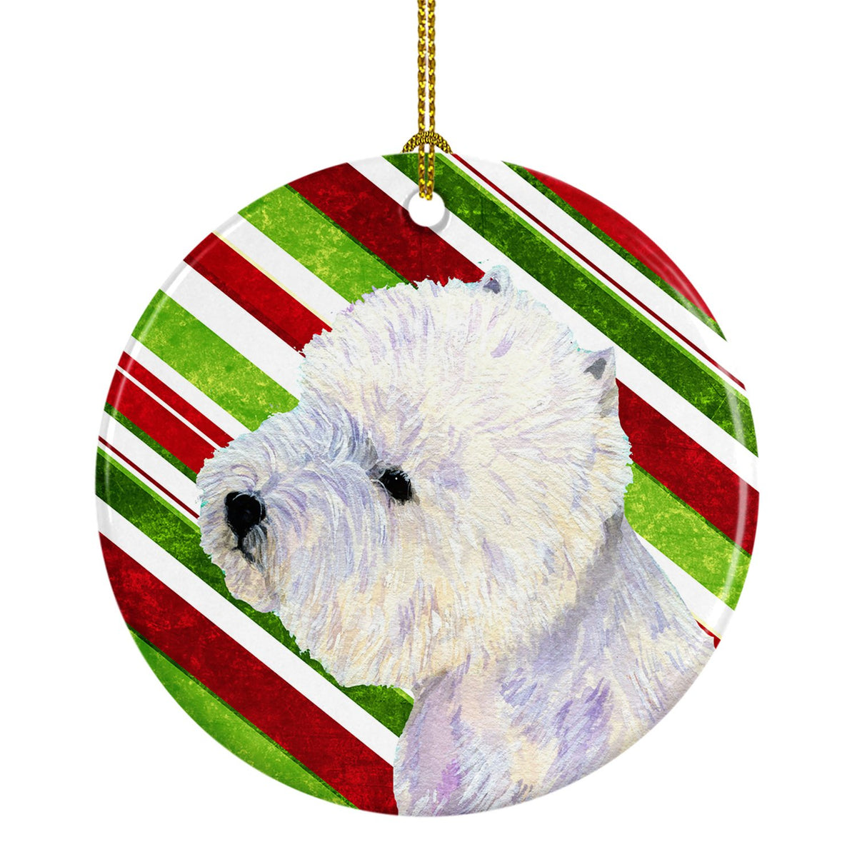 Westie Candy Cane Holiday Christmas Ceramic Ornament LH9225 by Caroline&#39;s Treasures