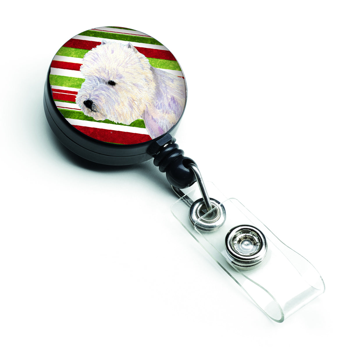 Westie Candy Cane Holiday Christmas Retractable Badge Reel LH9225BR