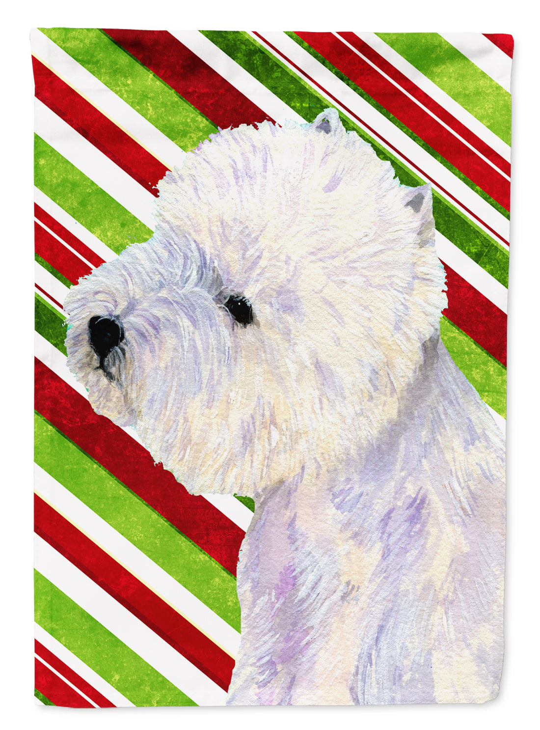 Westie Candy Cane Holiday Christmas  Flag Canvas House Size  the-store.com.