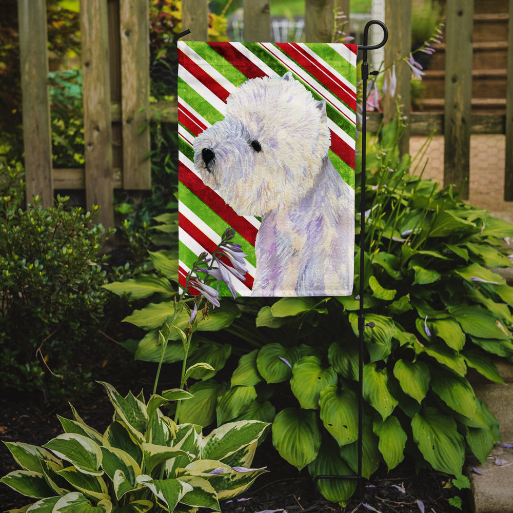 Westie Candy Cane Holiday Christmas  Flag Garden Size.