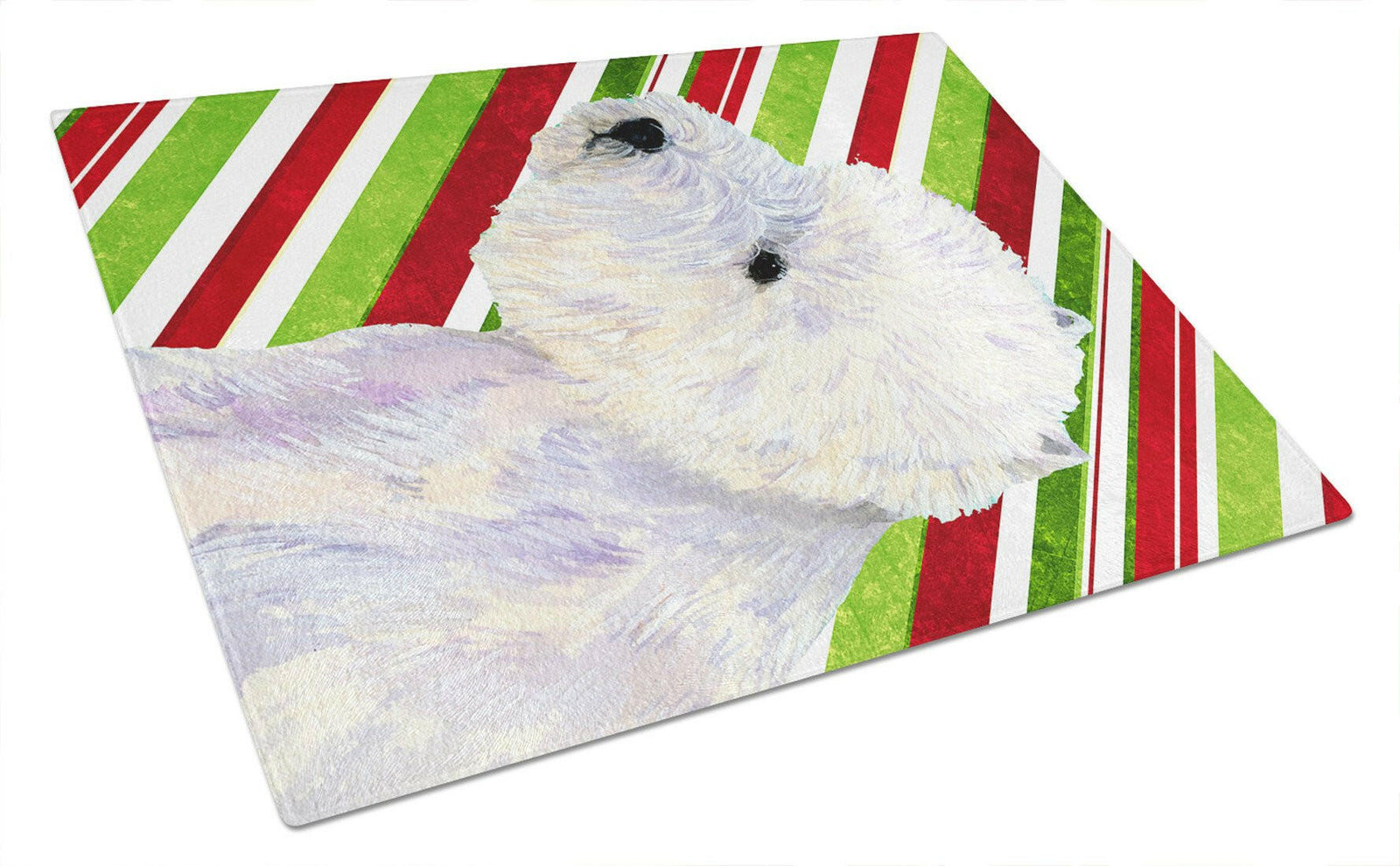 Westie Candy Cane Holiday Christmas Glass Cutting Board Large by Caroline's Treasures