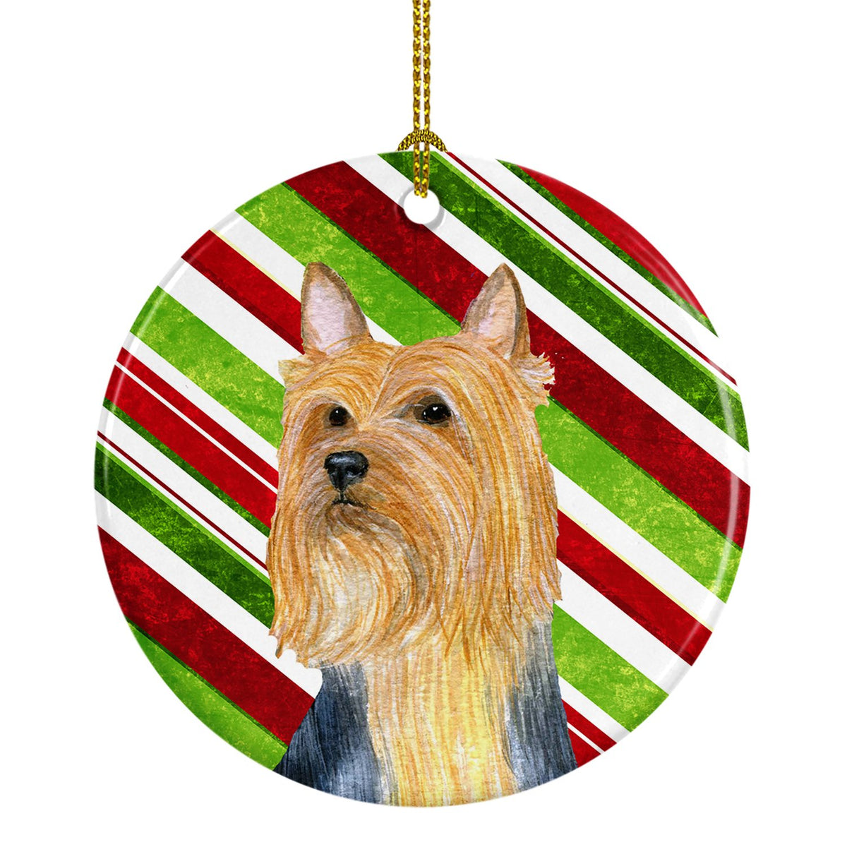 Silky Terrier Candy Cane Holiday Christmas Ceramic Ornament LH9226 by Caroline&#39;s Treasures