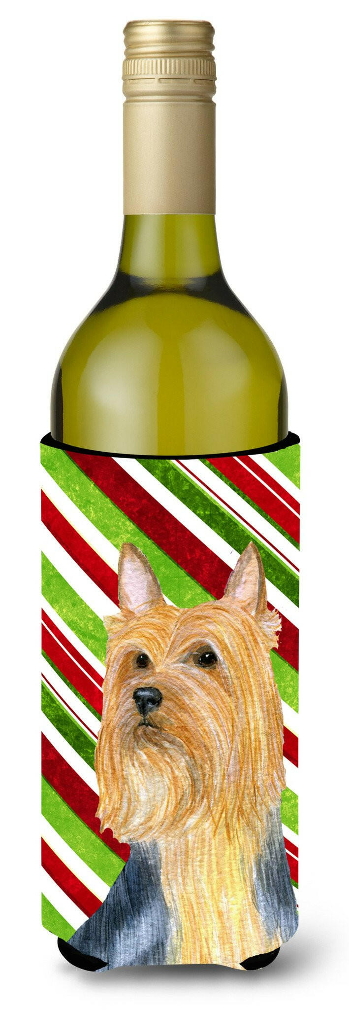 Silky Terrier Candy Cane Holiday Christmas Wine Bottle Beverage Insulator Beverage Insulator Hugger by Caroline&#39;s Treasures