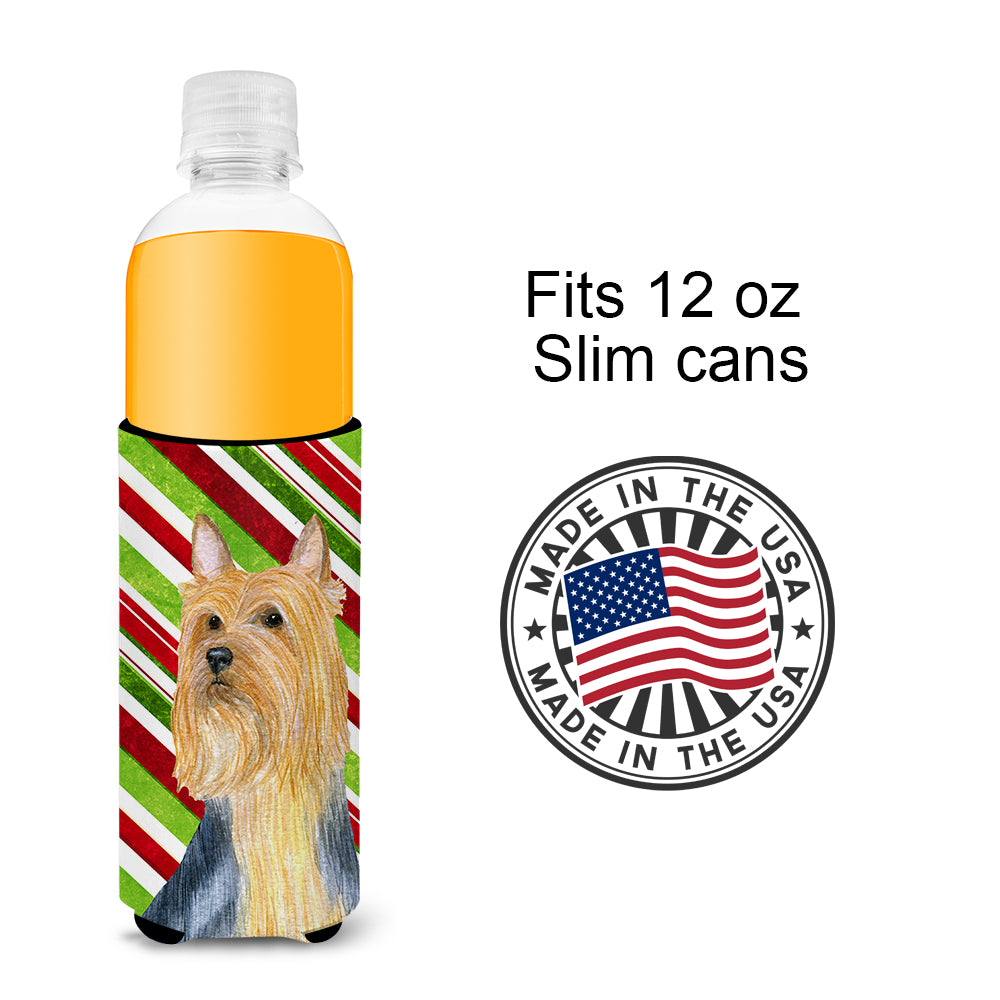 Silky Terrier Candy Cane Holiday Christmas Ultra Beverage Insulators for slim cans LH9226MUK.