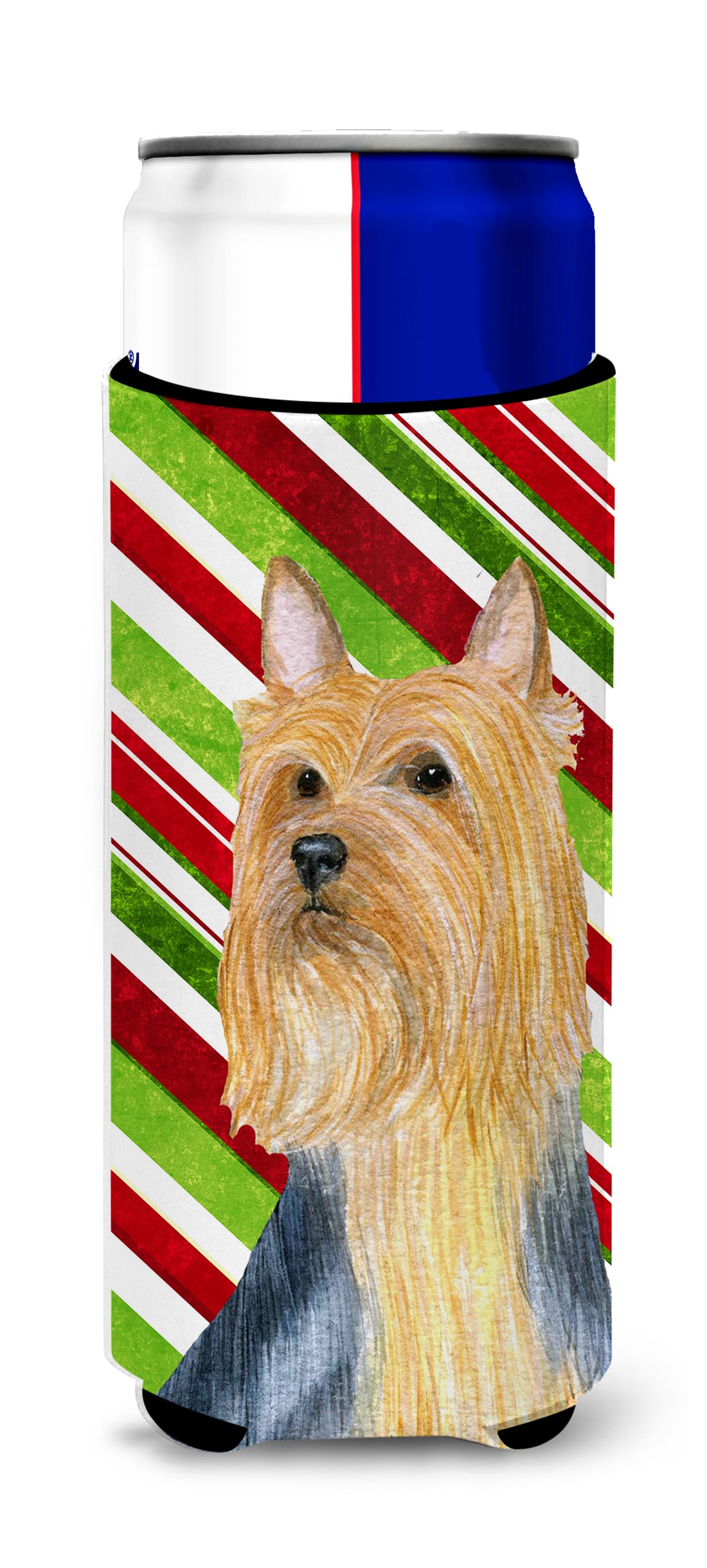 Silky Terrier Candy Cane Holiday Christmas Ultra Beverage Insulators for slim cans LH9226MUK