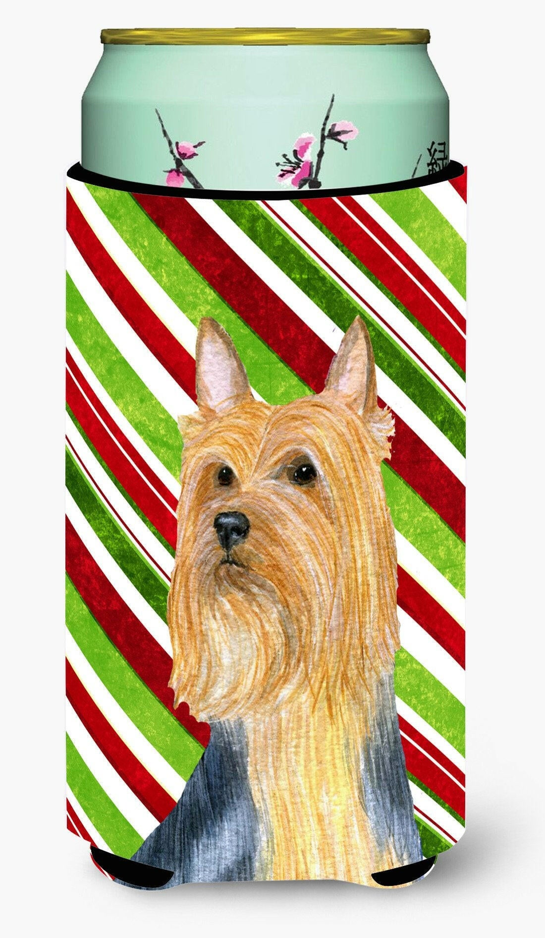 Silky Terrier Candy Cane Holiday Christmas  Tall Boy Beverage Insulator Beverage Insulator Hugger by Caroline&#39;s Treasures