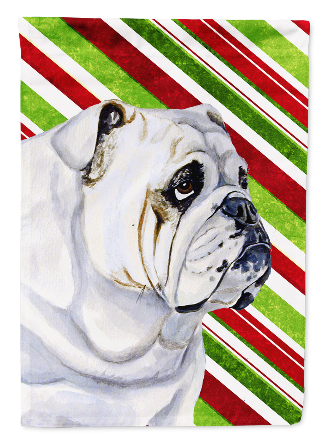 Bulldog English Candy Cane Holiday Christmas  Flag Canvas House Size