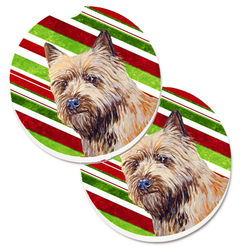 Cairn Terrier Candy Cane Holiday Christmas Set of 2 Cup Holder Car Coasters LH9230CARC by Caroline&#39;s Treasures