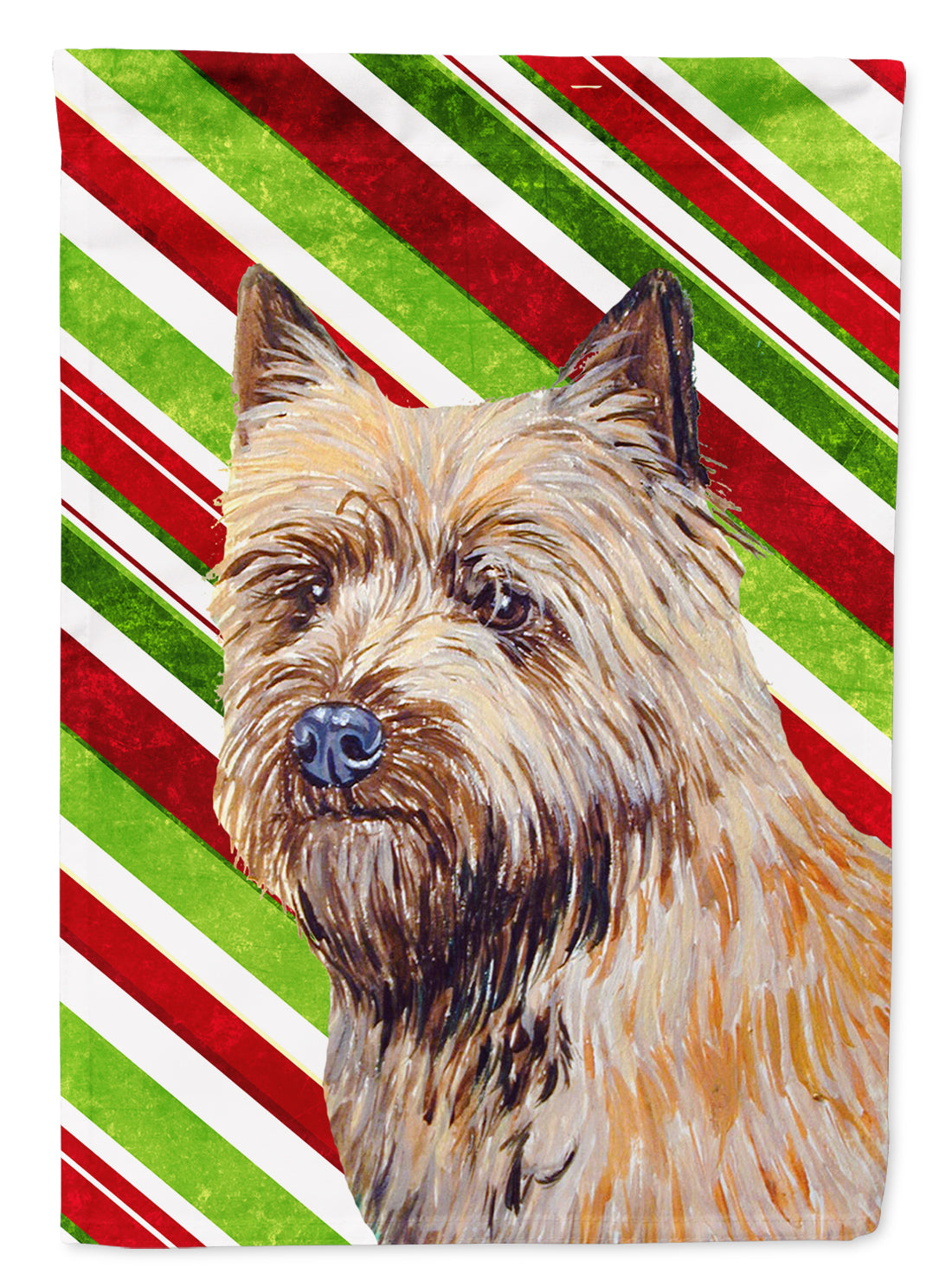 Cairn Terrier Candy Cane Holiday Christmas  Flag Garden Size.