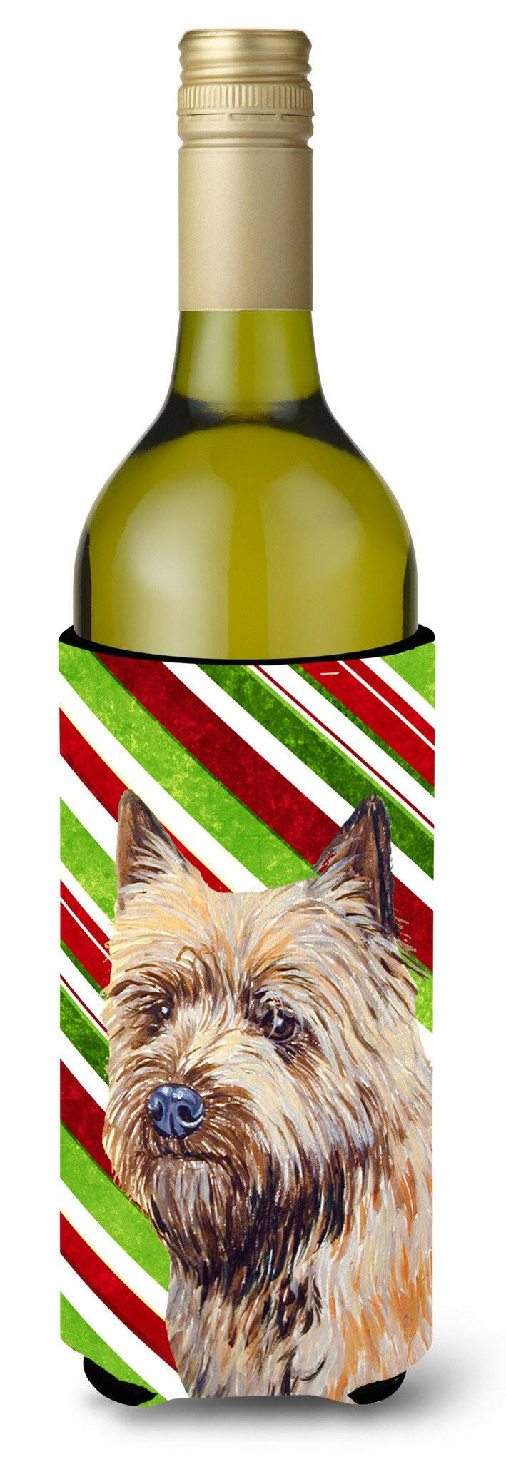 Cairn Terrier Candy Cane Holiday Christmas Wine Bottle Beverage Insulator Beverage Insulator Hugger by Caroline&#39;s Treasures